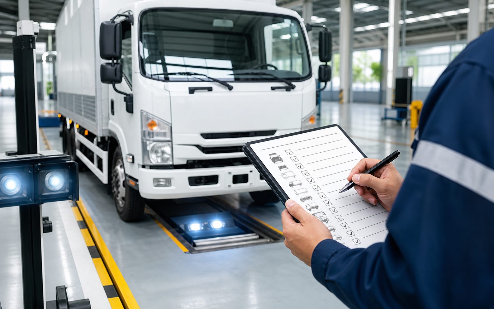 Kiểm tra xe tải trước đăng kiểm